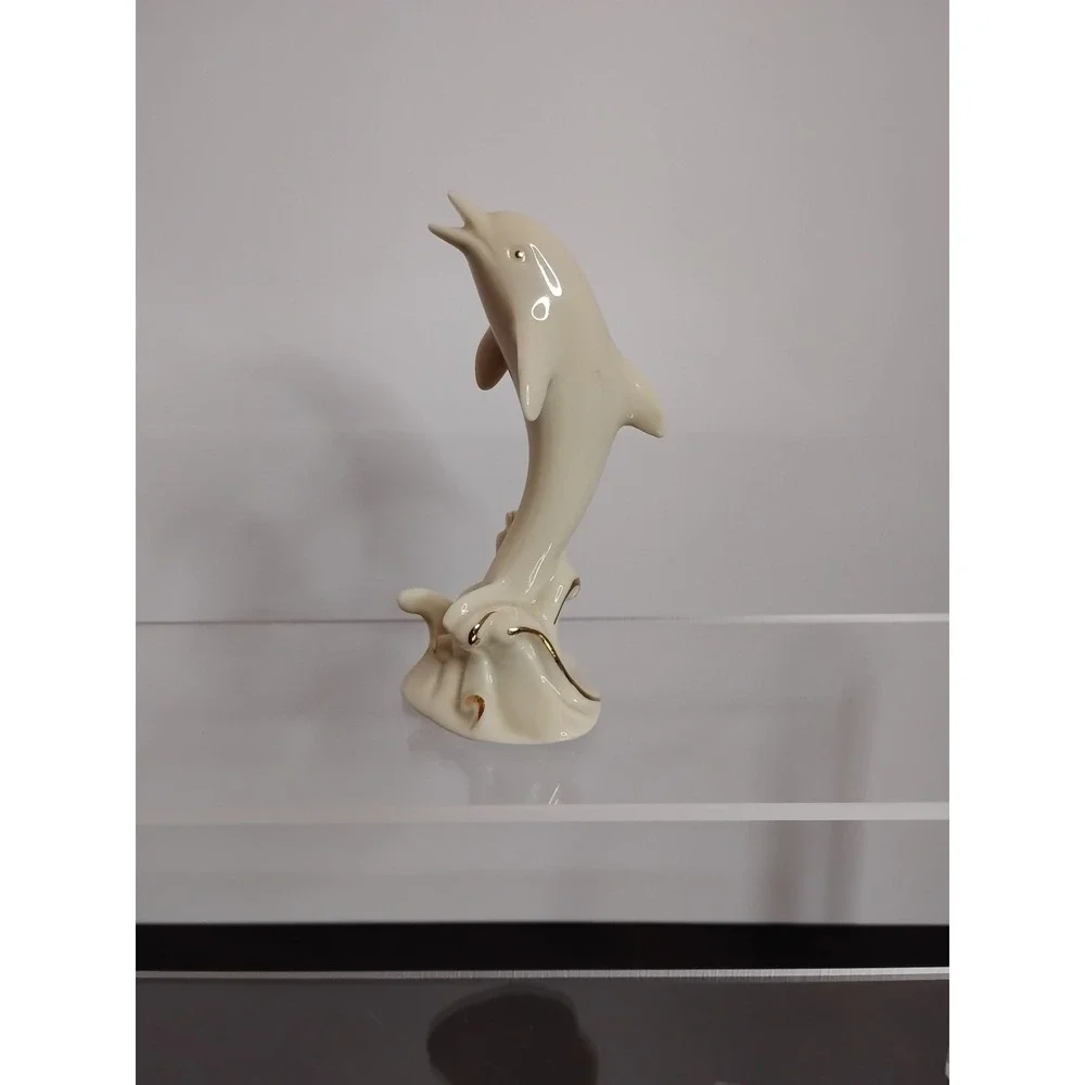 Dolphin Figurine with 24kt gold accent trim